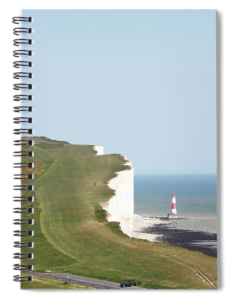 Tranquility Spiral Notebook featuring the photograph People Walking On Beachy Head #1 by Richard Newstead