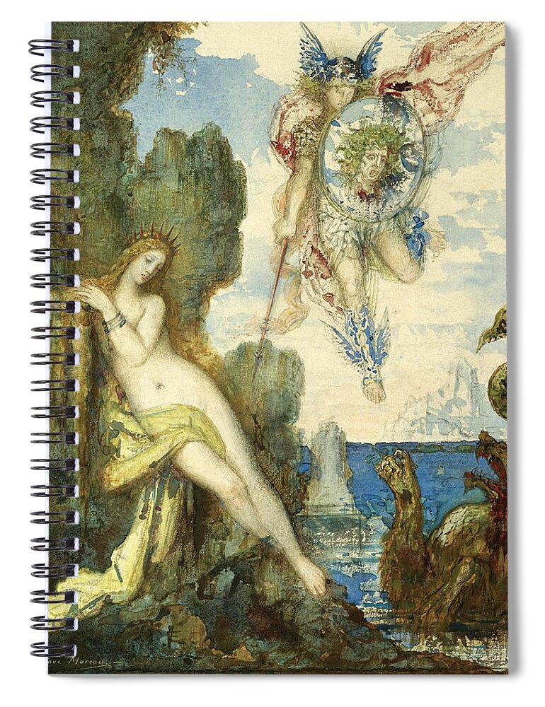 Gustave Moreau Spiral Notebook featuring the painting Perseus and Andromeda #1 by Gustave Moreau