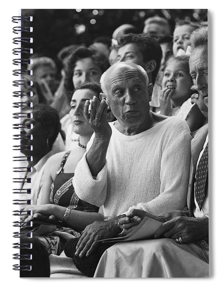 Art Spiral Notebook featuring the photograph Picasso & Cocteau by Brian Brake