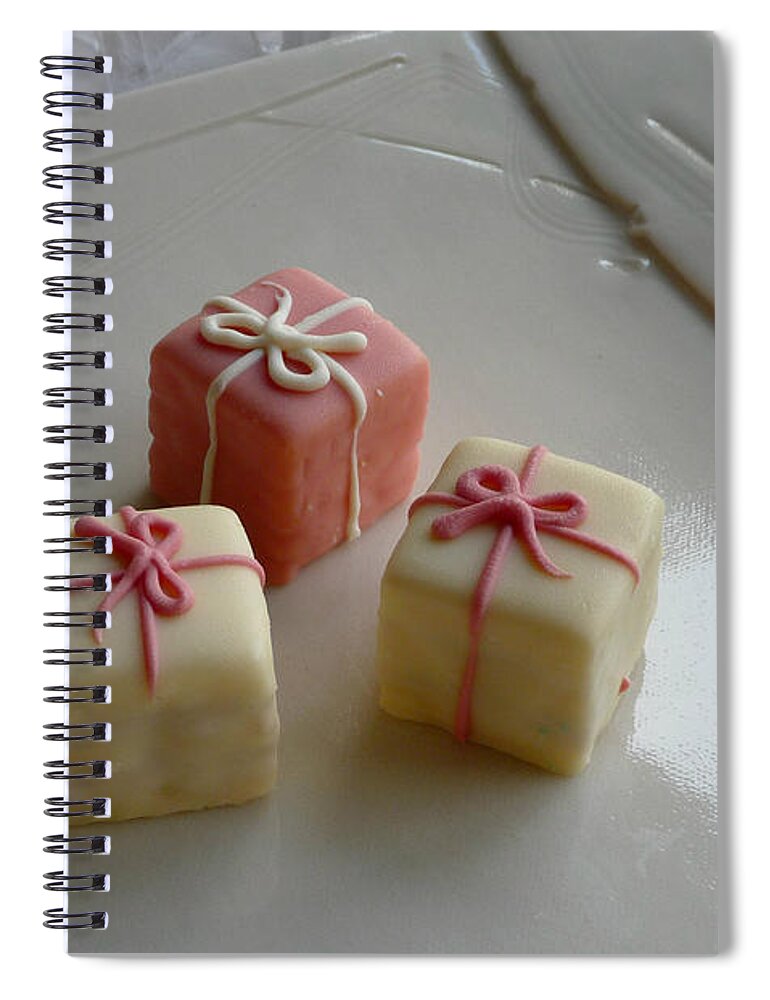 Cake Spiral Notebook featuring the photograph Pink Petit Fours by Valerie Reeves