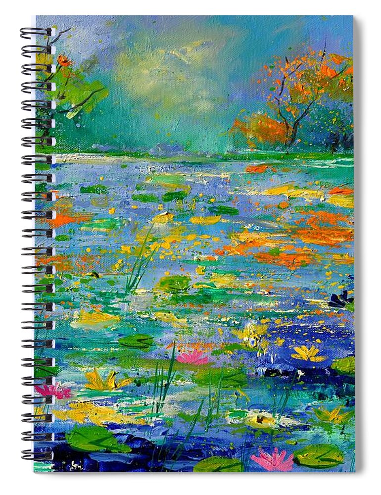 Landscape Spiral Notebook featuring the painting Pond 454190 by Pol Ledent
