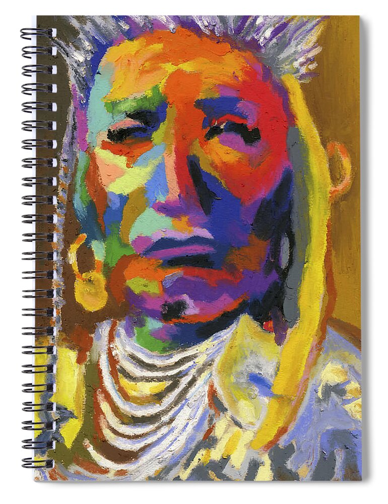 Indian Spiral Notebook featuring the painting Proud Native American II by Stephen Anderson