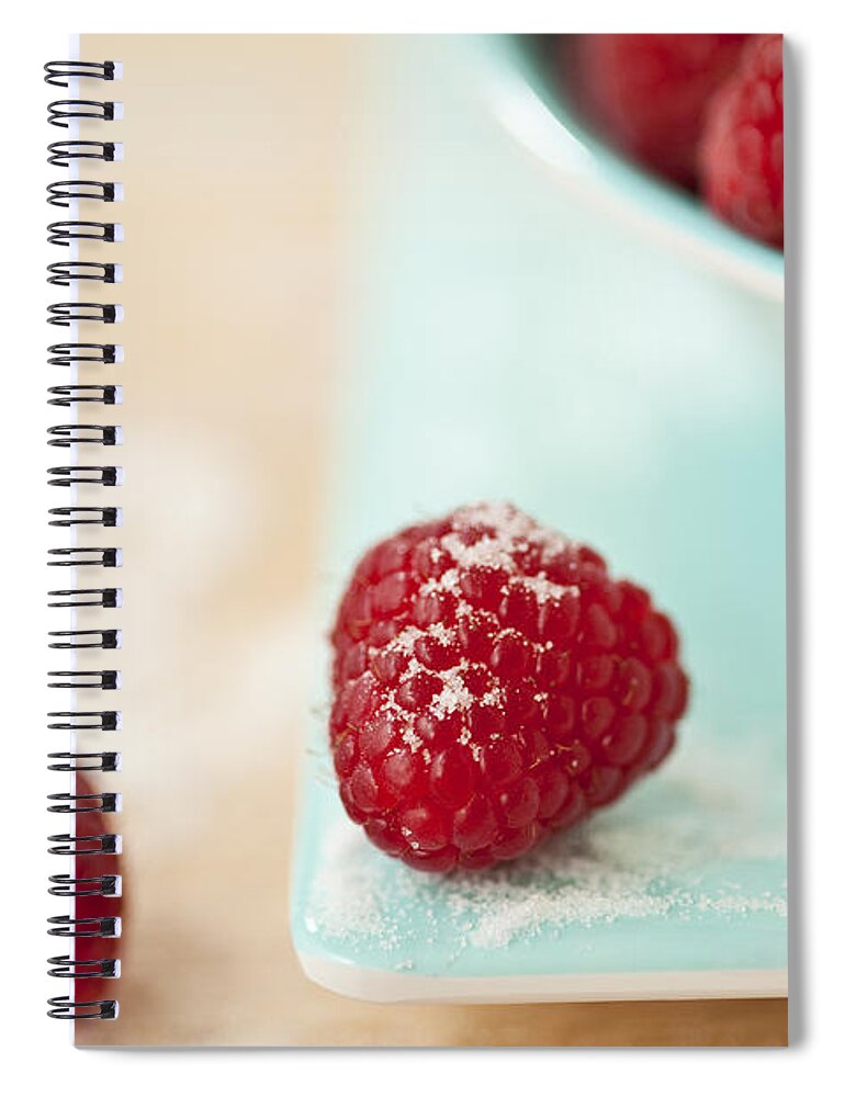 Abundance Spiral Notebook featuring the photograph Raspberries Sprinkled With Sugar by Jim Corwin