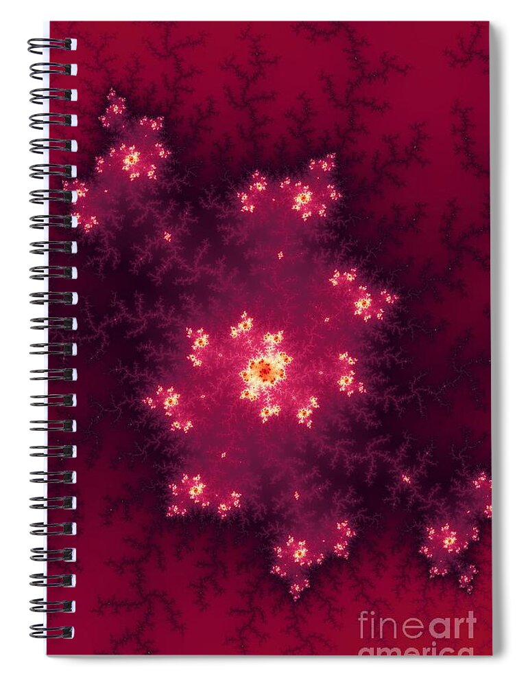 Fractal Spiral Notebook featuring the digital art Red Fractal #1 by Henrik Lehnerer