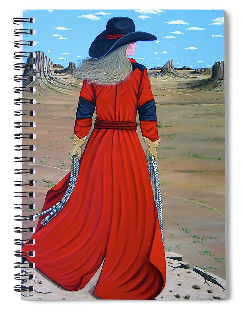 Cowgirl Spiral Notebook featuring the painting Red by Lance Headlee