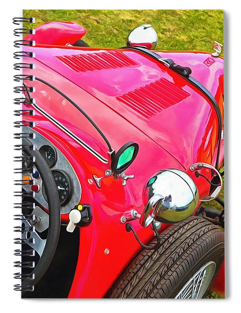  Spiral Notebook featuring the photograph Red Three Wheel Kit Car #1 by Mick Flynn