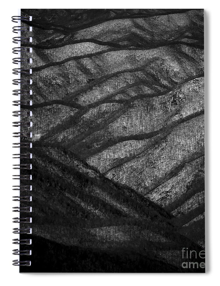 North Carolina Spiral Notebook featuring the photograph Ridgelines with Snow Covered Mountains along Blue Ridge Parkway in North Carolina Mountains Aerial #1 by David Oppenheimer