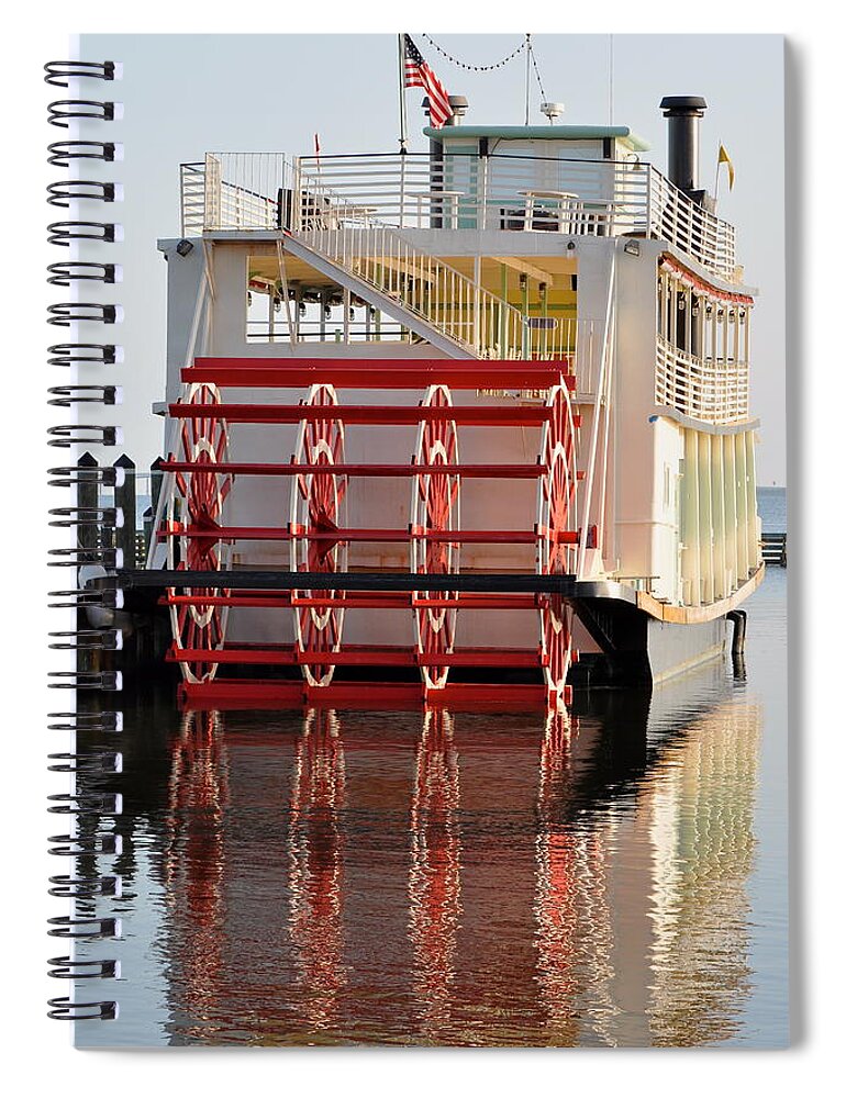 Riverboat Spiral Notebook featuring the photograph Riverboat reflections #1 by AnnaJo Vahle