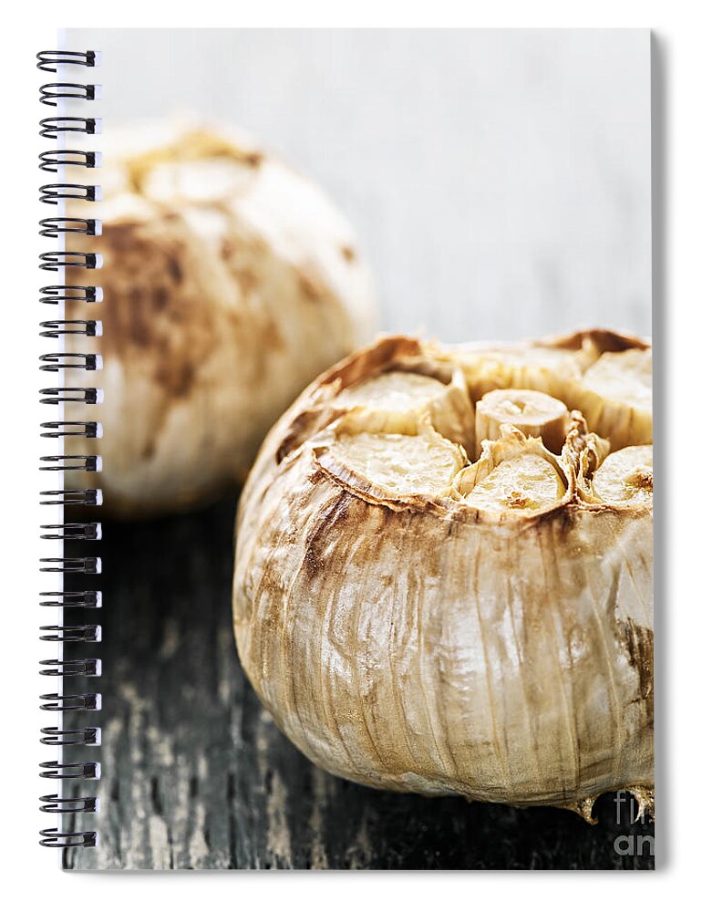 Garlic Spiral Notebook featuring the photograph Roasted garlic bulbs 2 by Elena Elisseeva