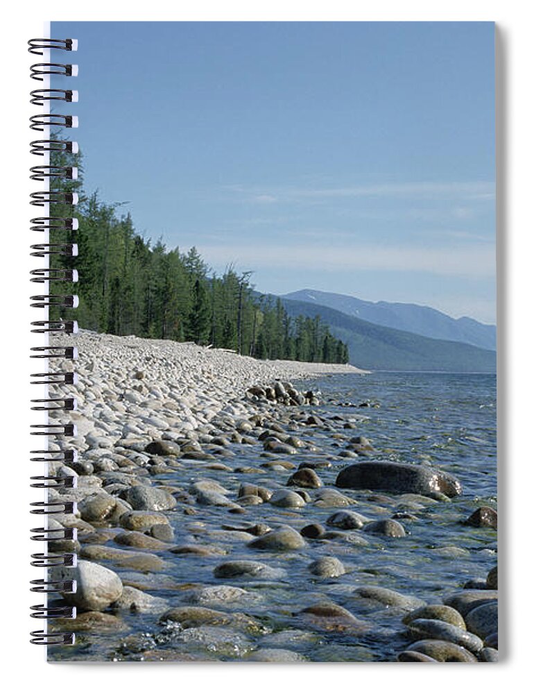 Feb0514 Spiral Notebook featuring the photograph Rocky Beaches Lake Baikal Russia #1 by Konrad Wothe