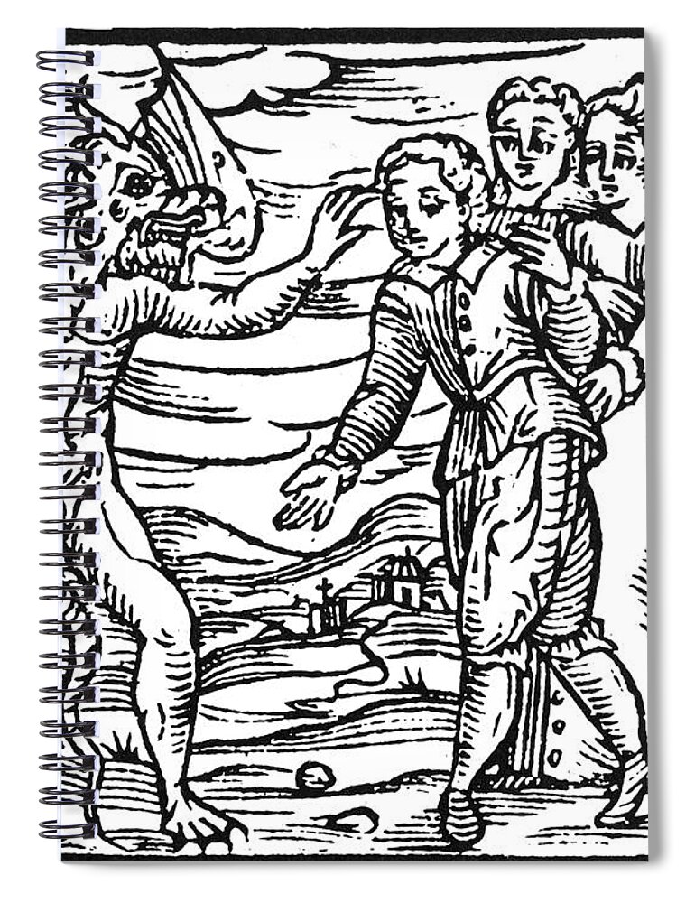 1626 Spiral Notebook featuring the painting Satan & Sorcerer, 1626 #1 by Granger
