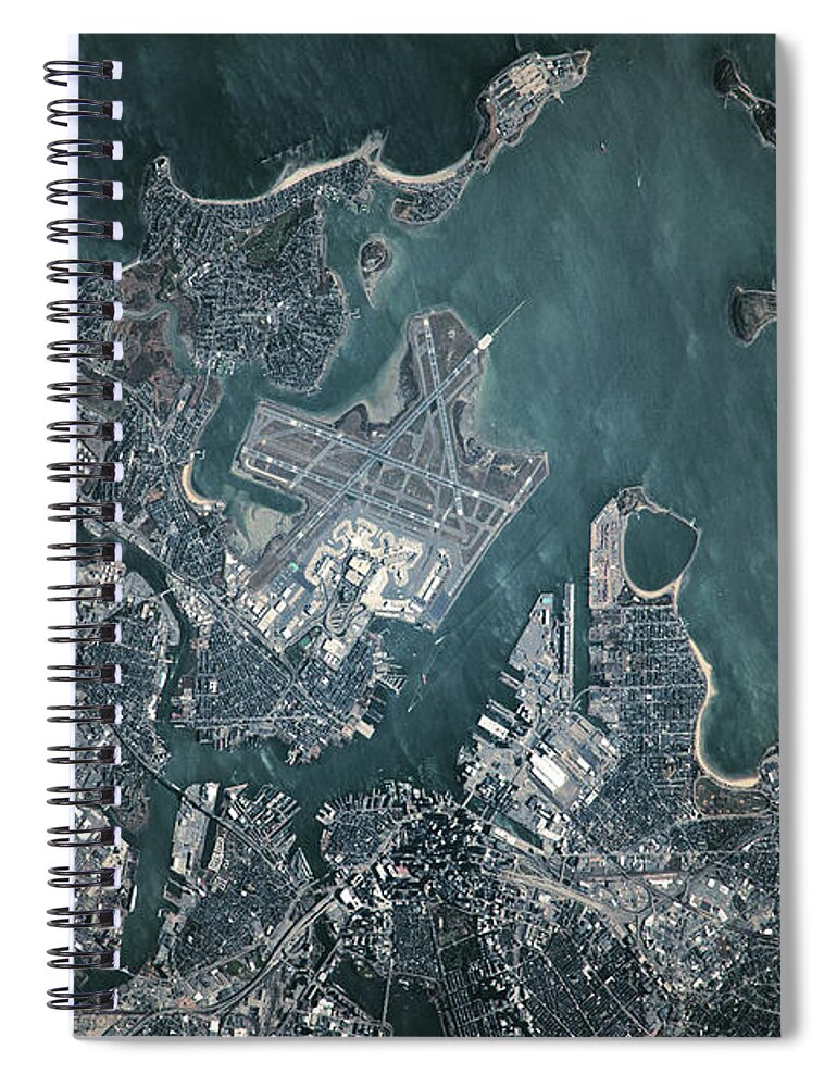 Photography Spiral Notebook featuring the photograph Satellite View Of Boston #1 by Panoramic Images