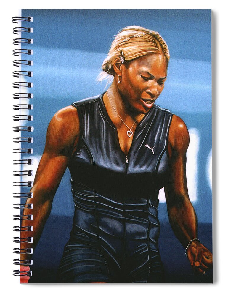 Serena Williams Spiral Notebook featuring the painting Serena Williams by Paul Meijering