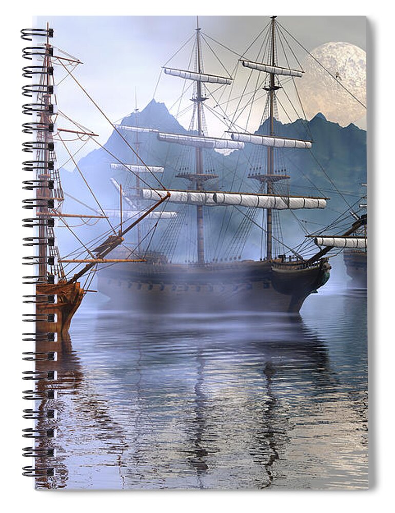 Bryce Spiral Notebook featuring the digital art Shelter harbor #2 by Claude McCoy