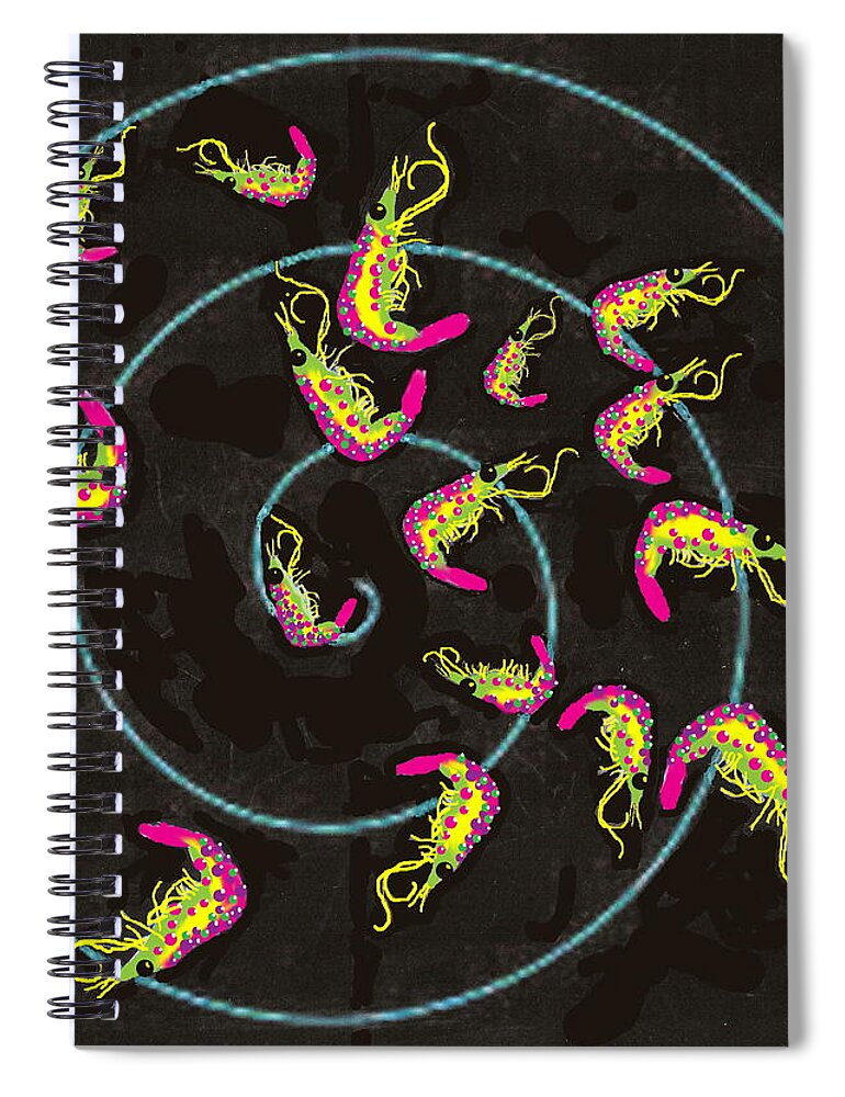  Spiral Notebook featuring the digital art Shrimp Fractals Run Amuk #1 by R Allen Swezey