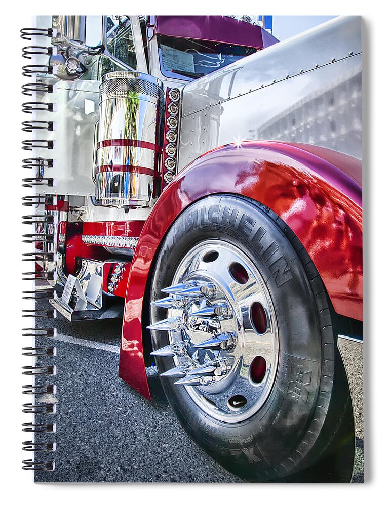 Peterbilt Spiral Notebook featuring the photograph Sinister Semi by Theresa Tahara
