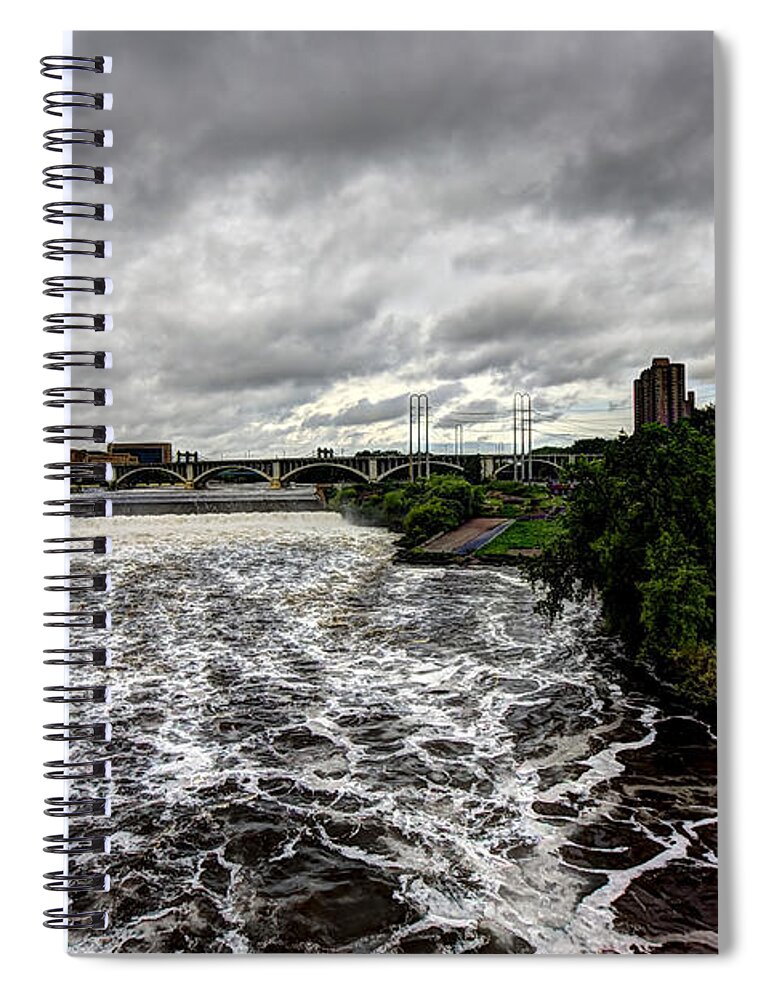 Mn Waterfall Spiral Notebook featuring the photograph St Anthony Falls #1 by Amanda Stadther