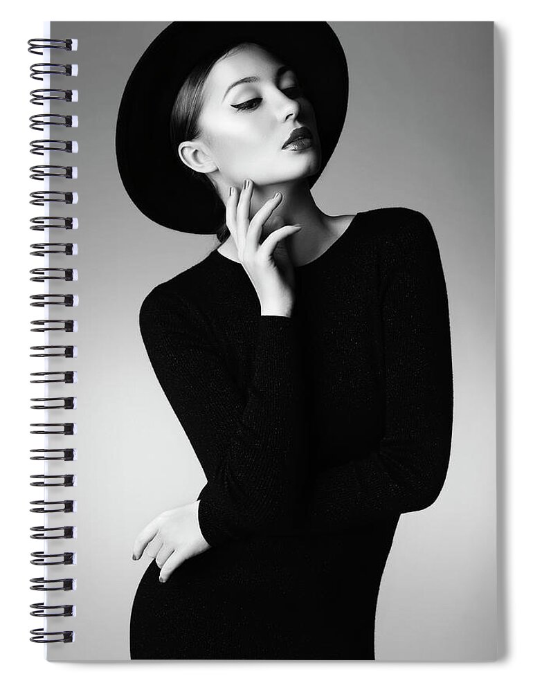 People Spiral Notebook featuring the photograph Studio Shot Of Young Beautiful Woman #1 by Coffeeandmilk