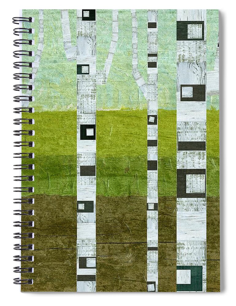 Birch Tree Spiral Notebook featuring the painting Summer Birches #1 by Michelle Calkins