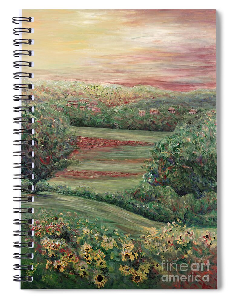 Tuscany Spiral Notebook featuring the painting Summer in Tuscany by Nadine Rippelmeyer