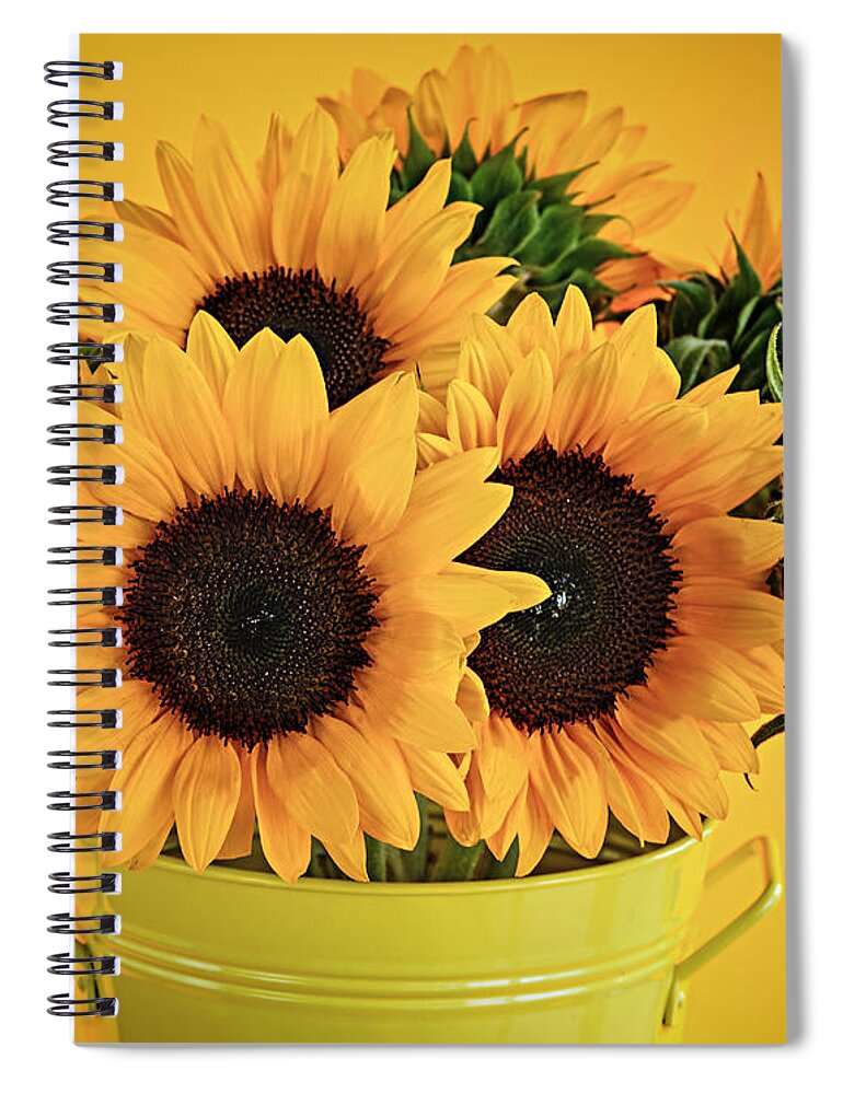Vase Spiral Notebook featuring the photograph Sunflowers in vase 1 by Elena Elisseeva