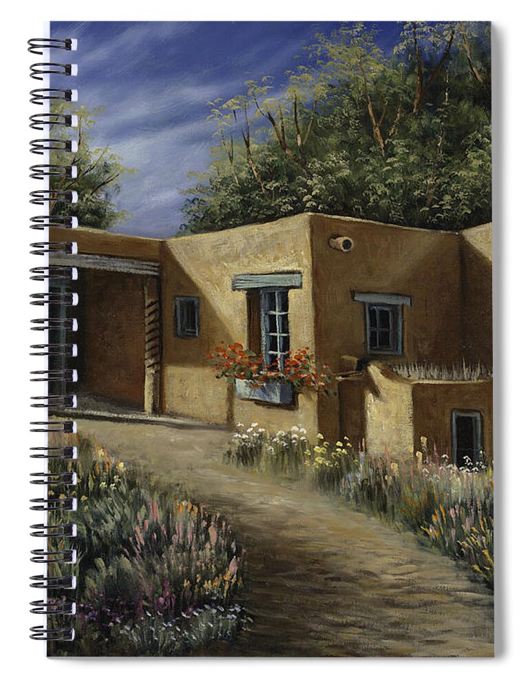 Southwest-landscape Spiral Notebook featuring the painting Sunny Day by Ricardo Chavez-Mendez