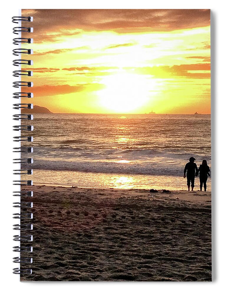 Water's Edge Spiral Notebook featuring the photograph Sunrise On Copacabana Beach #1 by Larigan - Patricia Hamilton