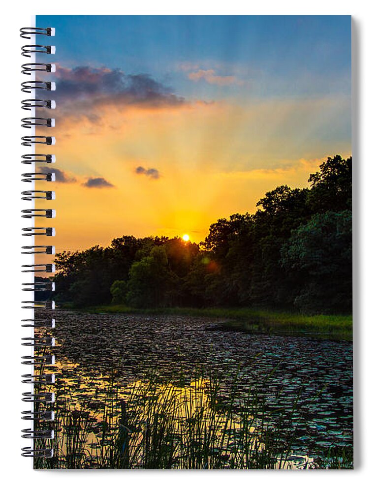 Grant Spiral Notebook featuring the photograph Sunset on Lake Masterman by Adam Mateo Fierro