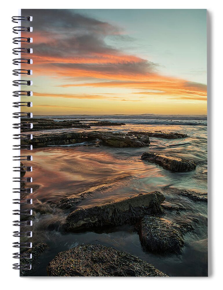 Outdoors Spiral Notebook featuring the photograph Sunset Over The Ocean Near The City #1 by Robert Postma