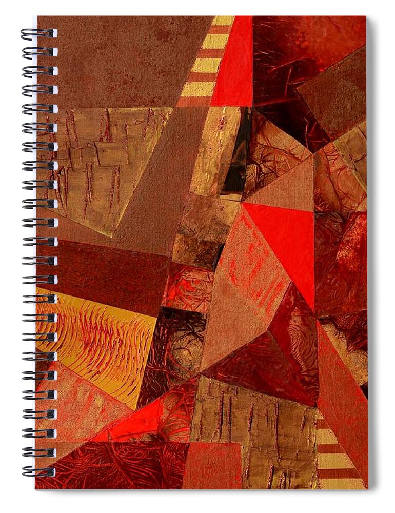 Red Spiral Notebook featuring the painting Teamwork by Linda Bailey