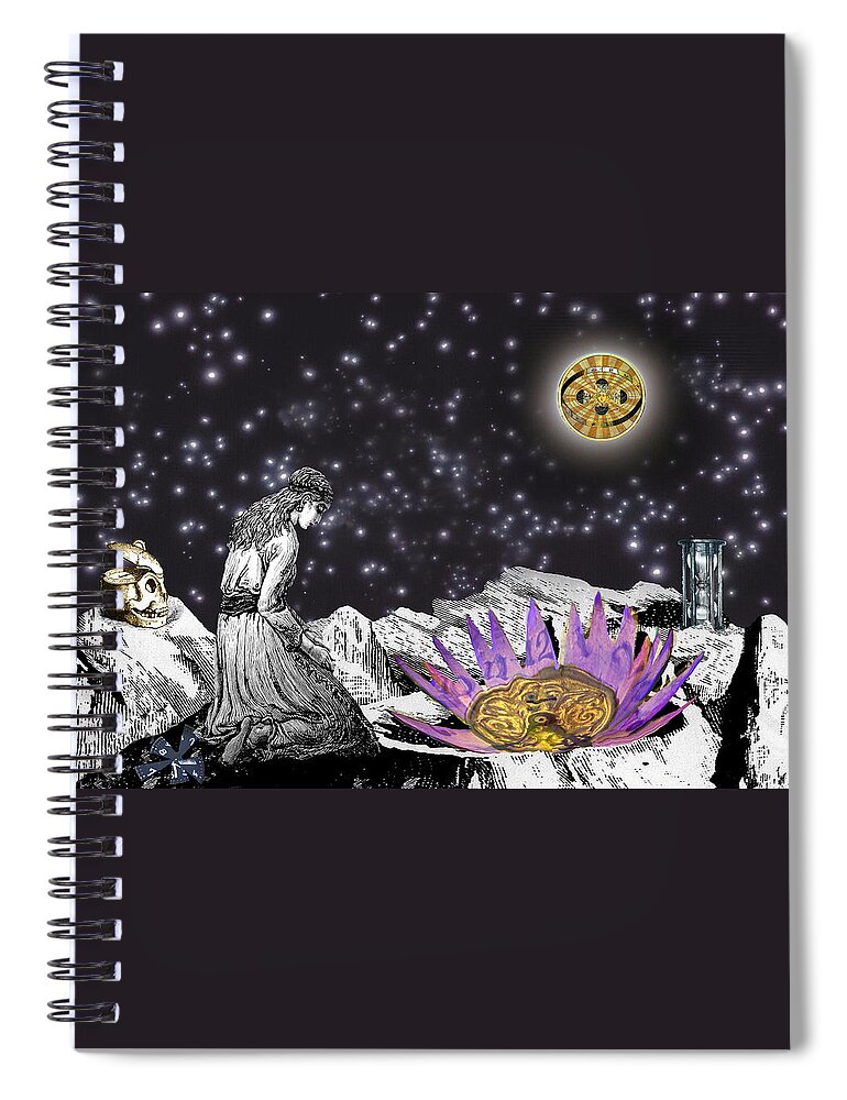 Young Woman Spiral Notebook featuring the digital art The Clock's Petals Open by Lisa Yount