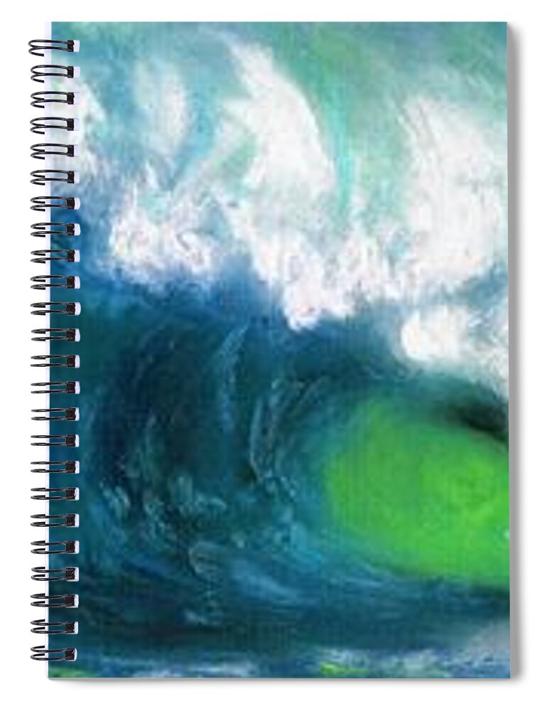 Waves Spiral Notebook featuring the painting The Wave #1 by Frances Marino