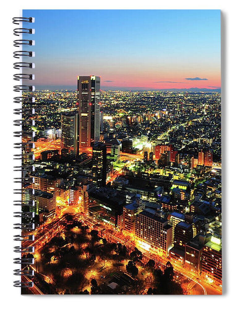 Tranquility Spiral Notebook featuring the photograph Tokyo City At Twilight #1 by Japan