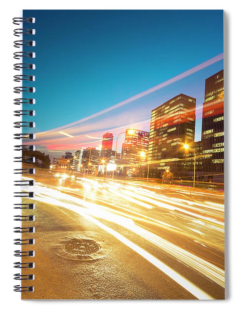 Chinese Culture Spiral Notebook featuring the photograph Traffic City Night #1 by Chinaface
