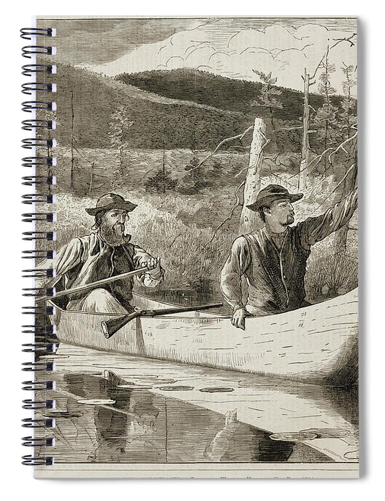 Winslow Homer Spiral Notebook featuring the painting Trapping in the Adirondacks #1 by Winslow Homer