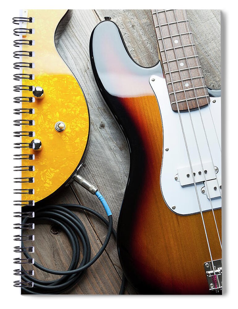 Rock Music Spiral Notebook featuring the photograph Two Guitars #1 by Bill Oxford