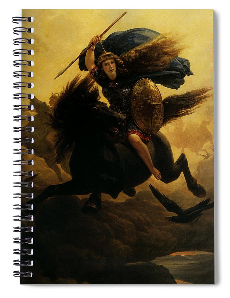 Peter Nicolai Arbo Spiral Notebook featuring the painting Valkyrie #4 by Peter Nicolai Arbo