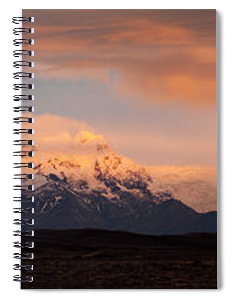 Autumn Spiral Notebook featuring the photograph Vatnajokull mountain range at sunset Iceland #1 by Matteo Colombo