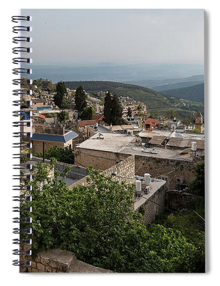 Photography Spiral Notebook featuring the photograph View Of Houses In A City, Safed Zfat #1 by Panoramic Images