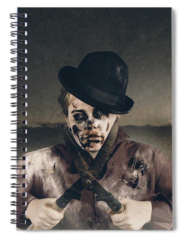 Nightmare Spiral Notebook featuring the photograph Vintage horror. Dawn of the dead hedge #1 by Jorgo Photography