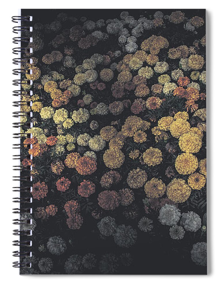 Flowers Spiral Notebook featuring the photograph Vintage landscaped flower garden on overcast day #1 by Jorgo Photography