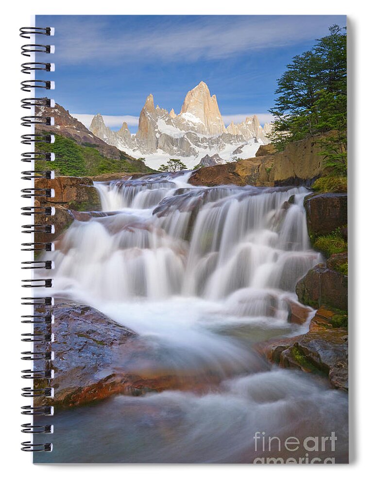00346018 Spiral Notebook featuring the photograph Waterfall in Los Glaciares NP by Yva Momatiuk John Eastcott