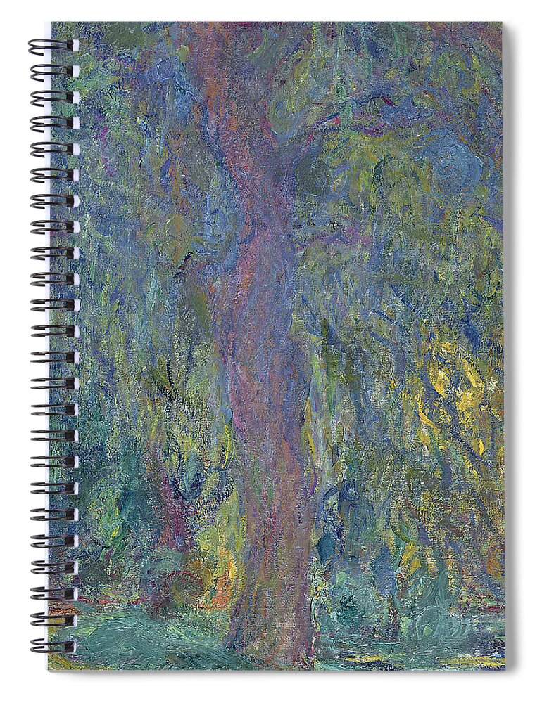 Saule Pleureur Spiral Notebook featuring the painting Weeping Willow by Claude Monet
