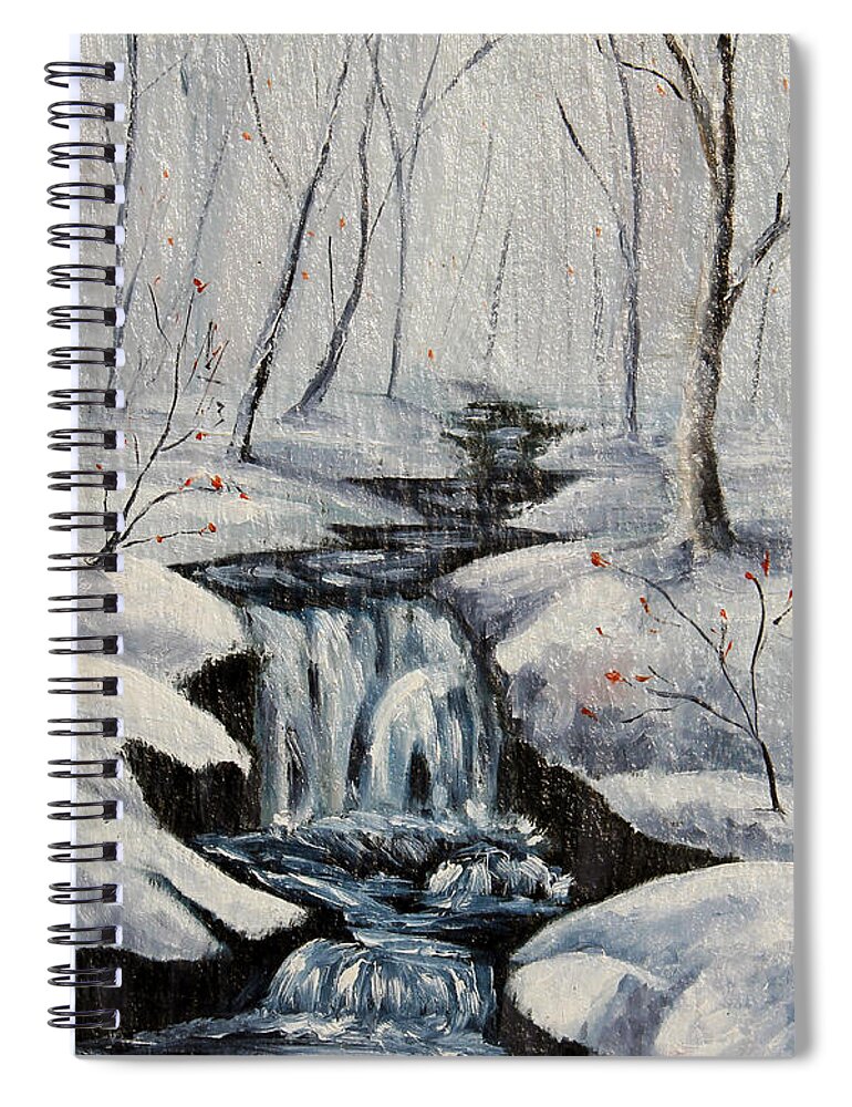 Winter Spiral Notebook featuring the painting Winter Fall by Meaghan Troup