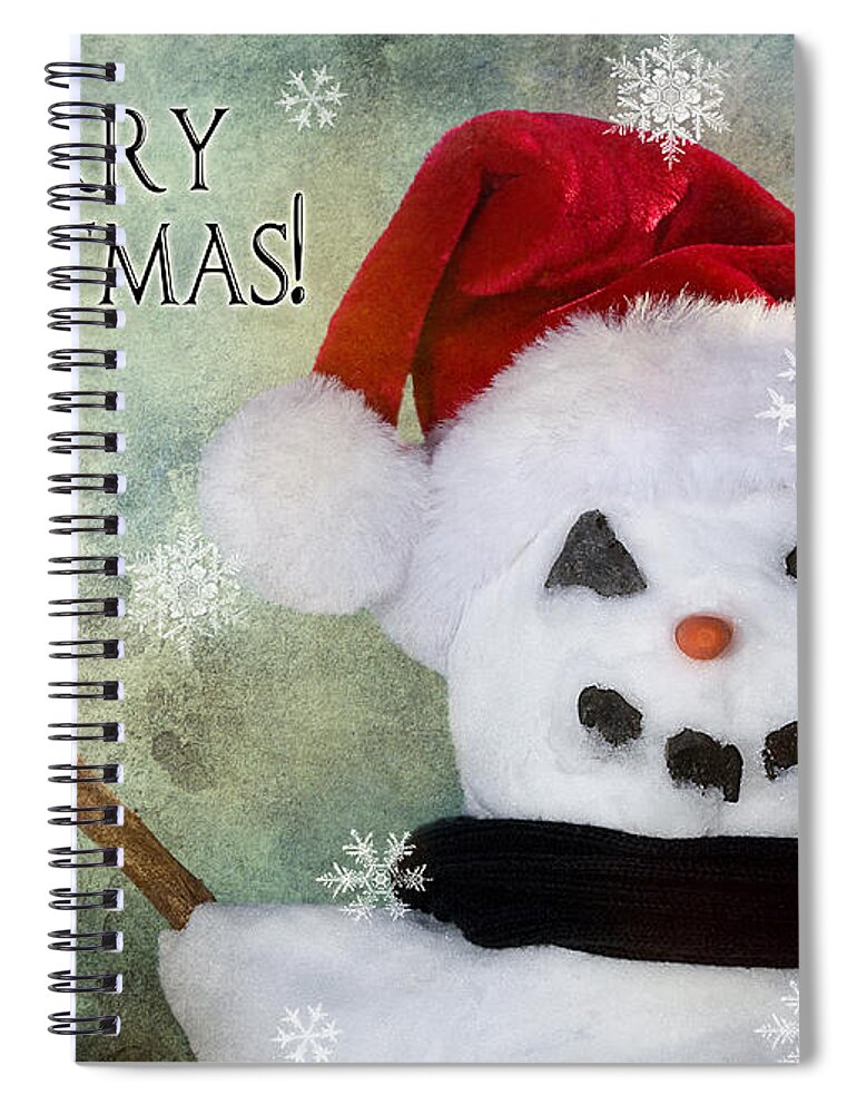 Snowman Spiral Notebook featuring the photograph Winter Snowman #1 by Cindy Singleton