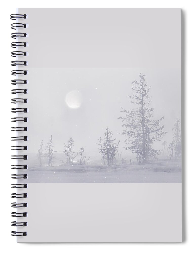 Fog Spiral Notebook featuring the photograph Yellowstone Morning #1 by Priscilla Burgers