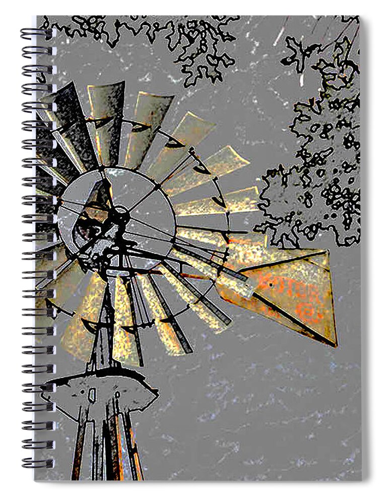 Farm Spiral Notebook featuring the photograph Yesterday's Windmill by Linda Cox