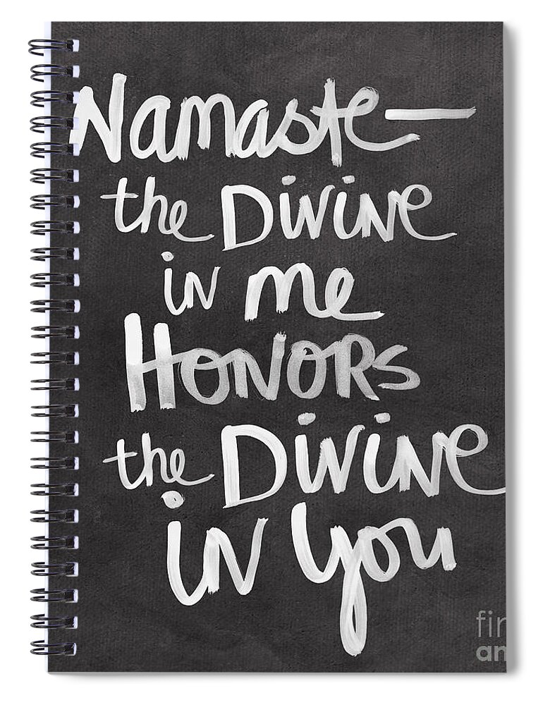 Namaste Spiral Notebook featuring the painting Namaste by Linda Woods