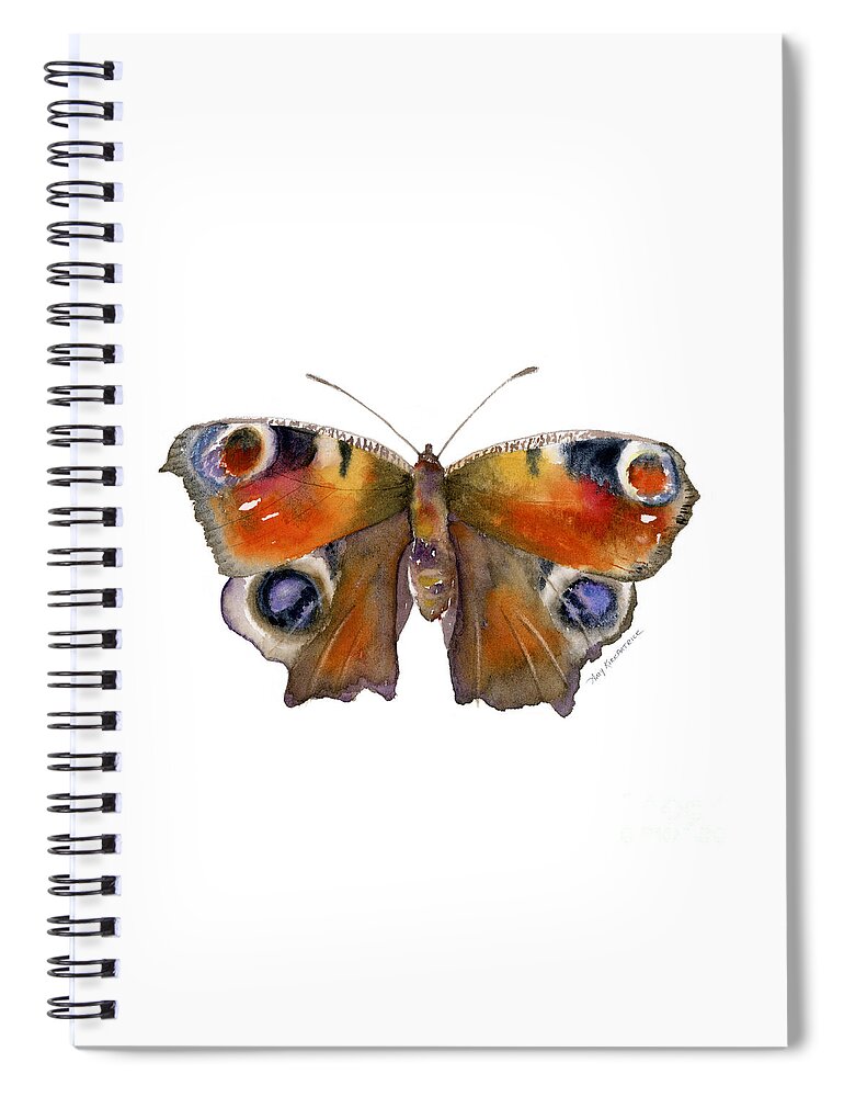 Peacock Spiral Notebook featuring the painting 10 Peacock Butterfly by Amy Kirkpatrick