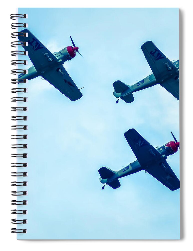 Patriotic Spiral Notebook featuring the photograph Action In The Sky During An Airshow #11 by Alex Grichenko